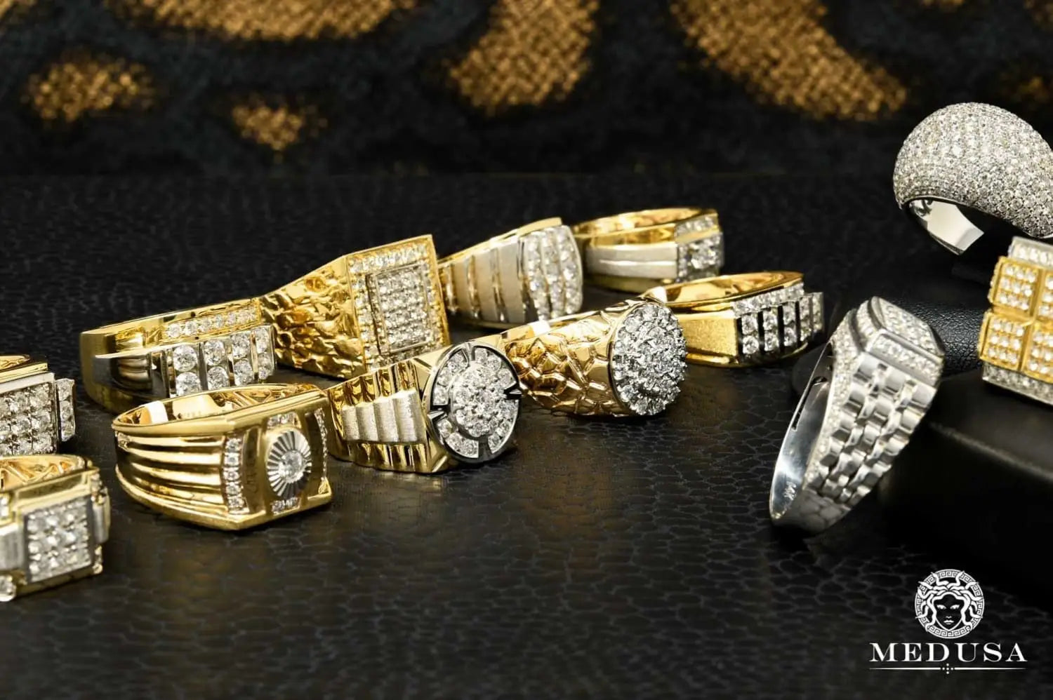 Collections of Diamond Rings for Men in Gold Medusa Jewelry