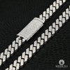 Bracelet à Diamants en Or 10K | Bracelet Homme 12mm Bracelet Cuban Prong Big Box - Lock 8.5’’ / Or Blanc