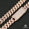 Bracelet à Diamants en Or 10K | Bracelet Homme 12mm Bracelet Cuban Prong Big Box - Lock 8.5’’ / Or Rose