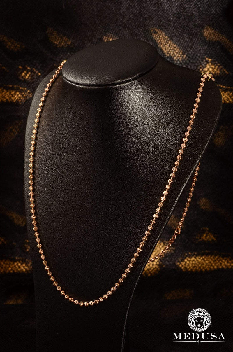 Chaîne en Or 10K | Chaîne 3mm Ball Moon Cut Or Rose 22’’ / Or Rose