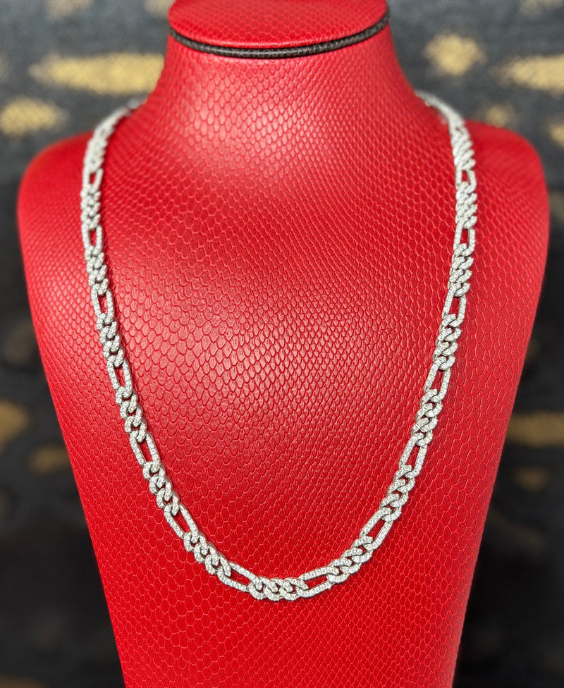 Bijoux Liquidation | Neuf 7.5mm figaro diamant or blanc