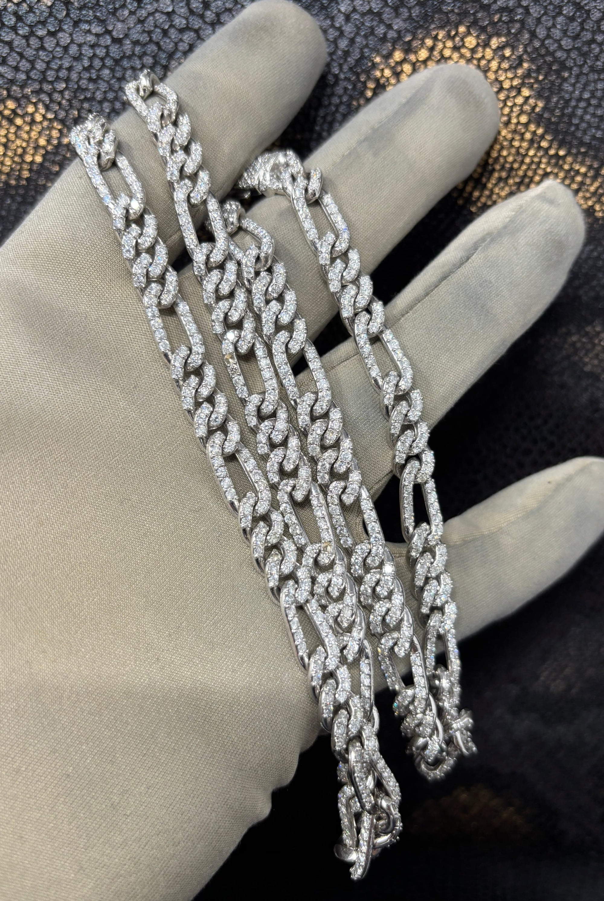 Bijoux Liquidation | Neuf 7.5mm figaro diamant or blanc