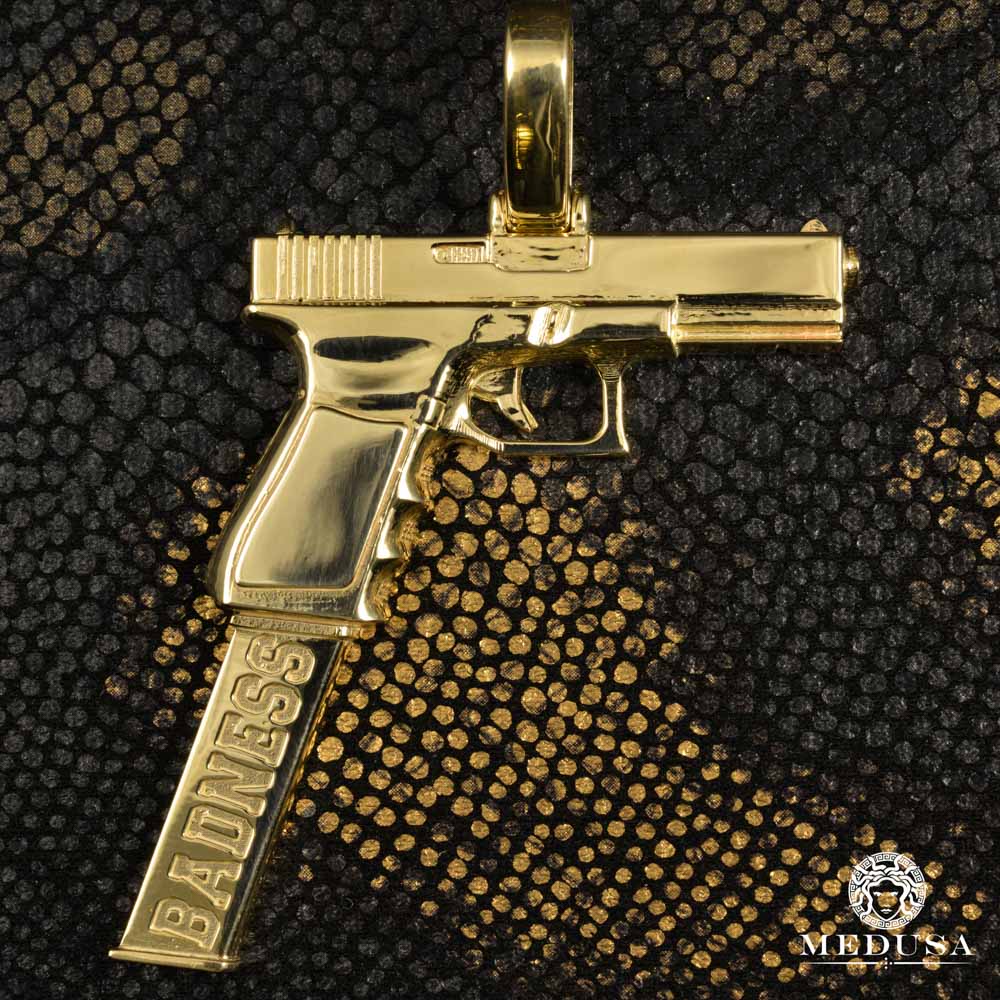 Pendentif Glock 9mm Lougy Badness en Or 10K