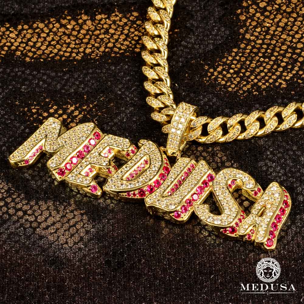 Pendentif Medusa 3D Diamant et Rubis 