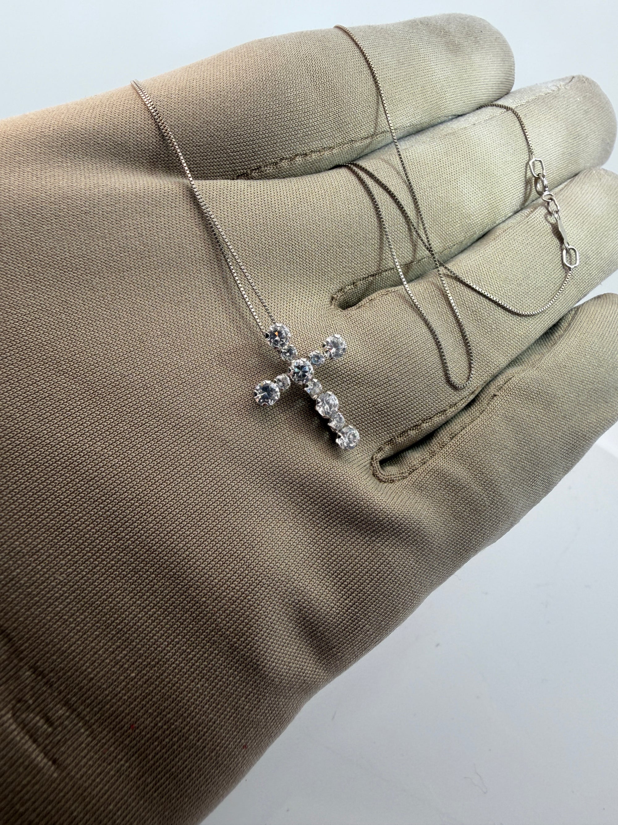 Kit chaine et croix or blanc