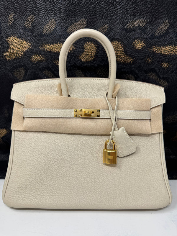 Hermès Birkin 25 Togo Craie Gold Hardware Sacs à Main Bijoux