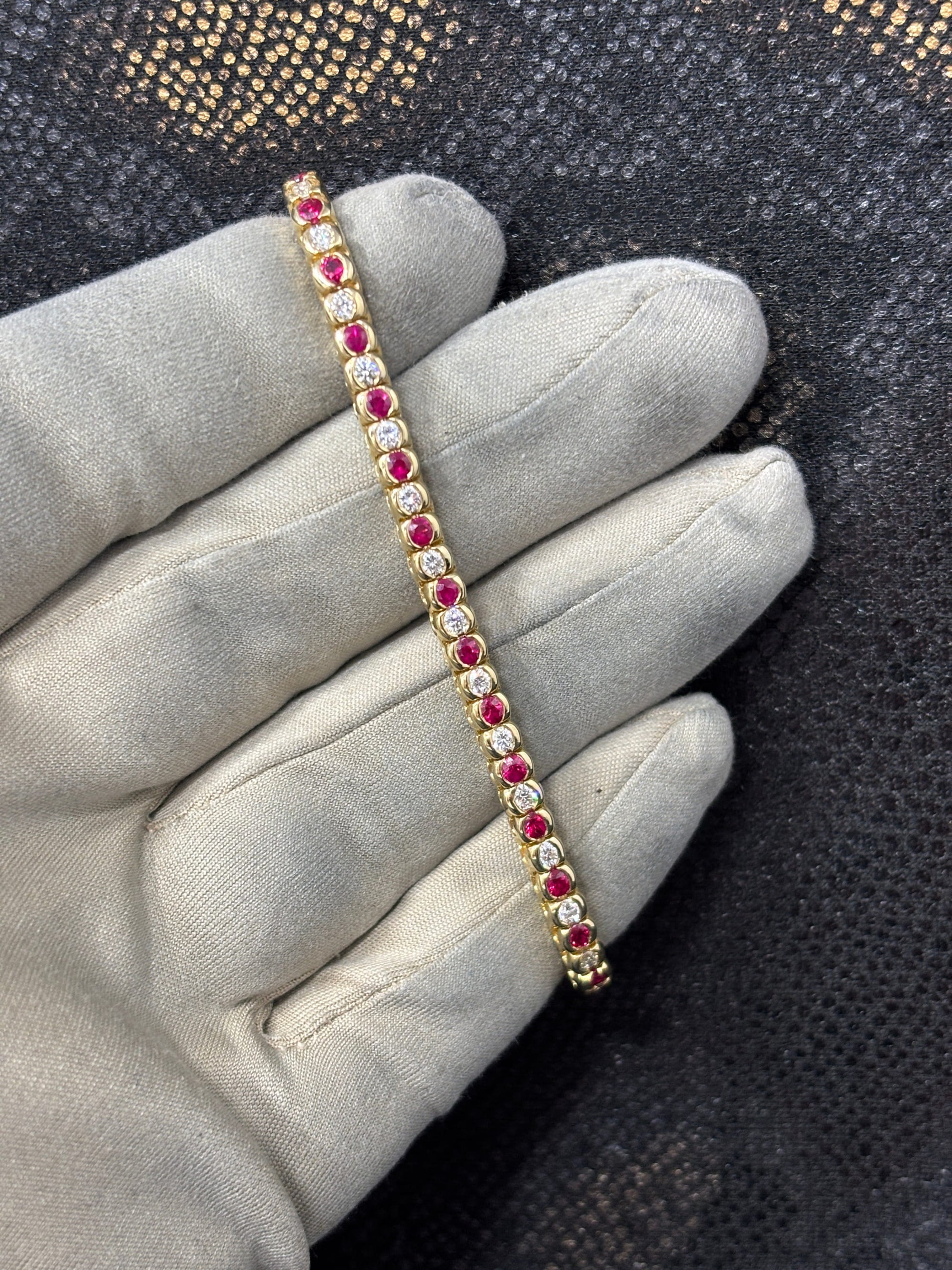 Bijoux Liquidation | Neuf Bracelet Tennis 4mm Ruby/Diamant (CB)