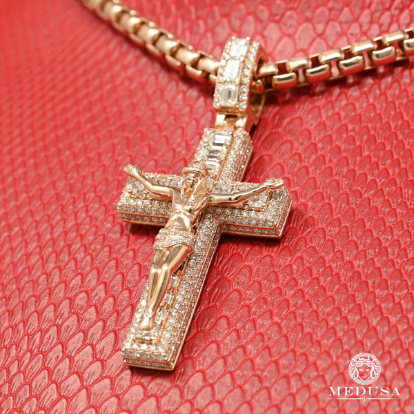 14K Gold Diamond Pendant | Crucifix D2 - Diamond Cross Pendant