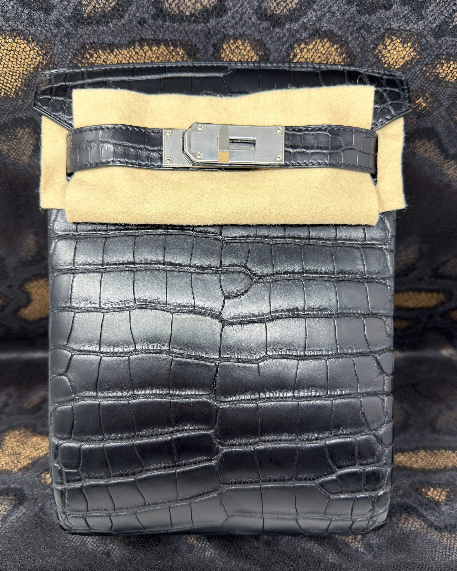 Backpack Black Crocodile Palladium Hardware