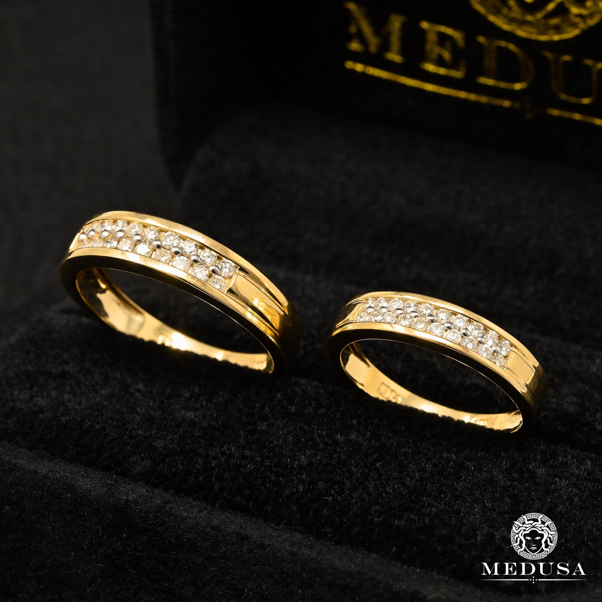 Jonc à Diamants en Or 10K | Jonc Homme Jonc X1 Elle & Lui - Diamant ’’Elle & Lui’’ / Or Jaune