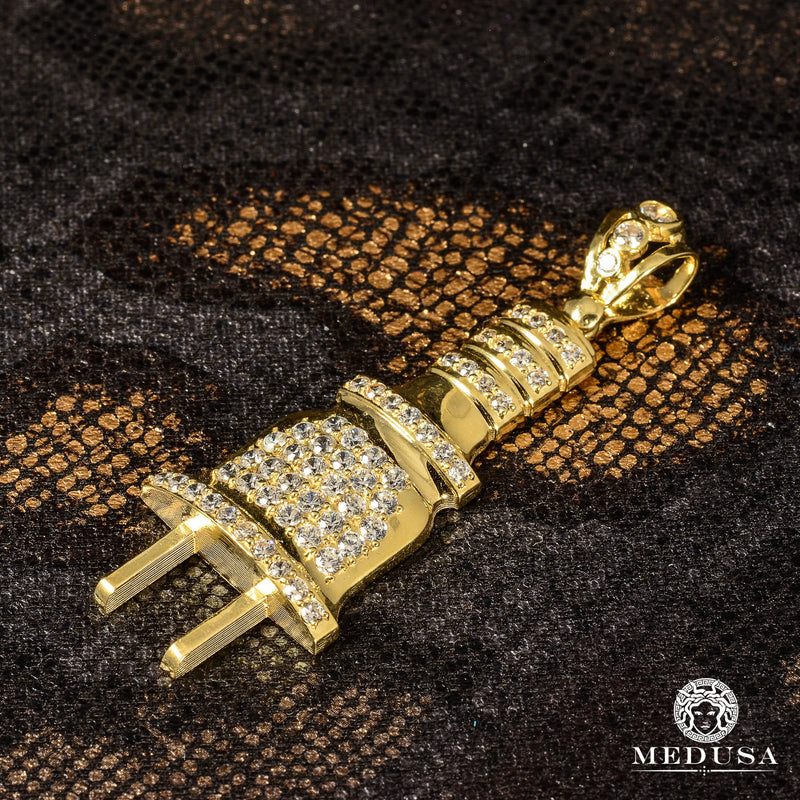 Pendentif en Or 10K | Pendentif Divers Plug X1 35mm / Or Jaune