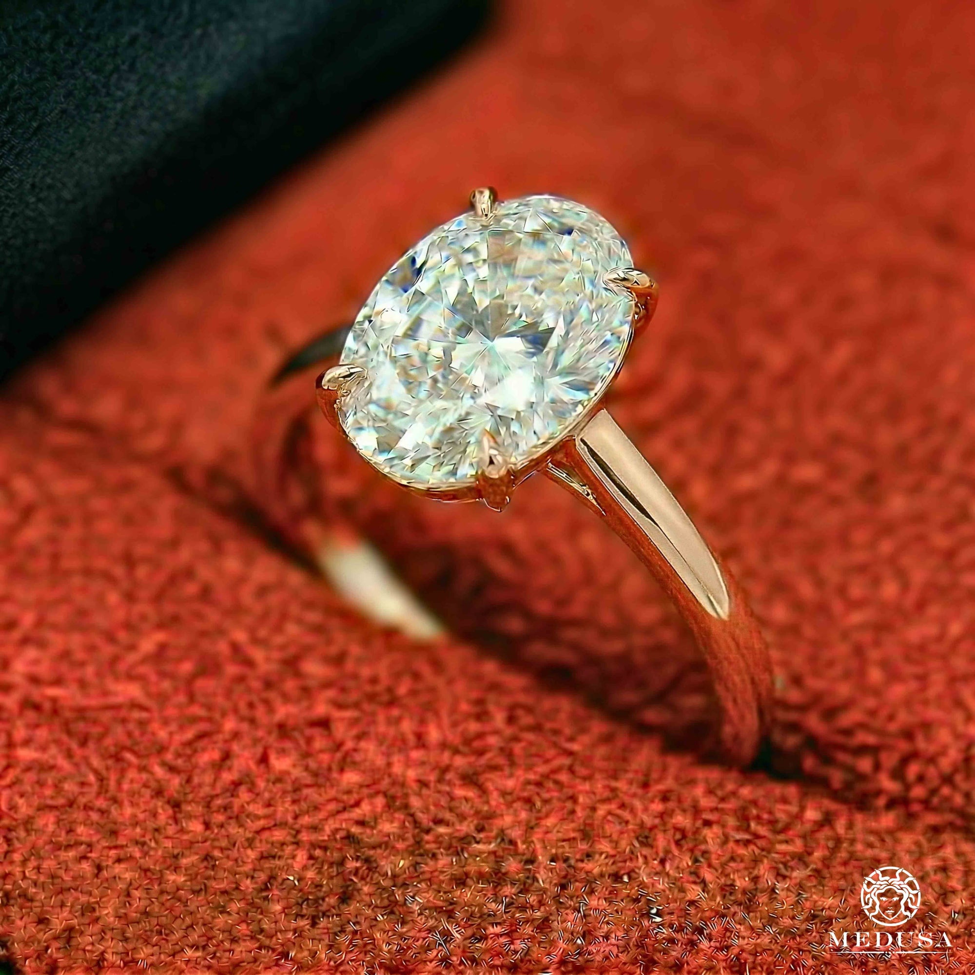 Bague à Diamants en Or 14K | Bague Fiançaille Solitaire LAB D5 - Oval Cut Or Rose / 1.00CT / Plain