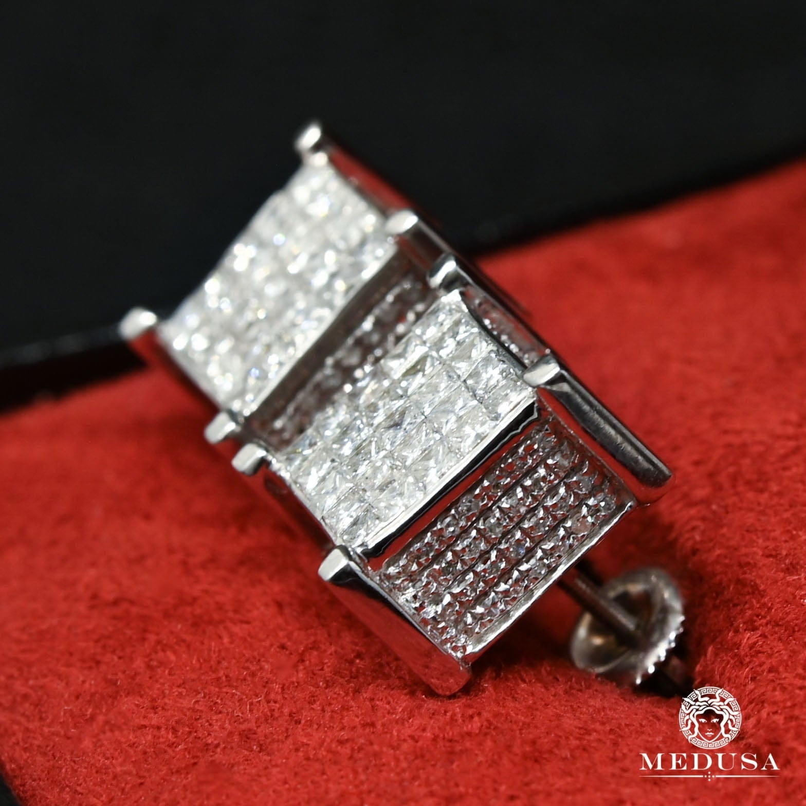 Studs Diamants en Or 10K | Boucles d’Oreilles Studs Square D1 - Diamant Princess Cut