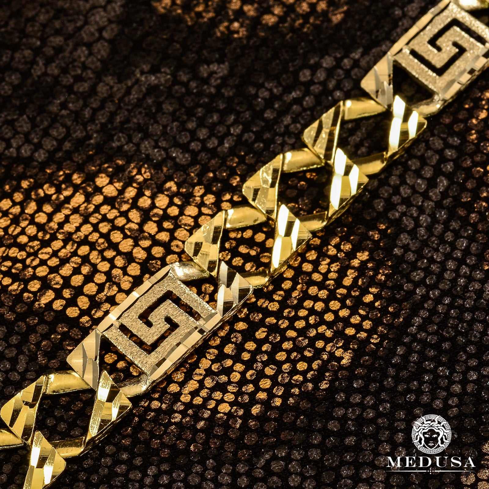10K Gold Bracelet | Men's Bracelet 10.5mm Bracelet Gianni M8 8'' / Gold 2 Tones