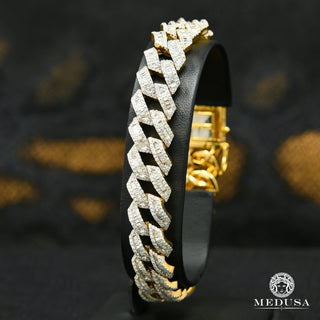 Pulsera de baguette cubana de 10 mm - 8'' / Oro amarillo