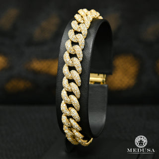 10mm Cuban Puffy Iced Bracelet  - 7'' / Yellow Gold