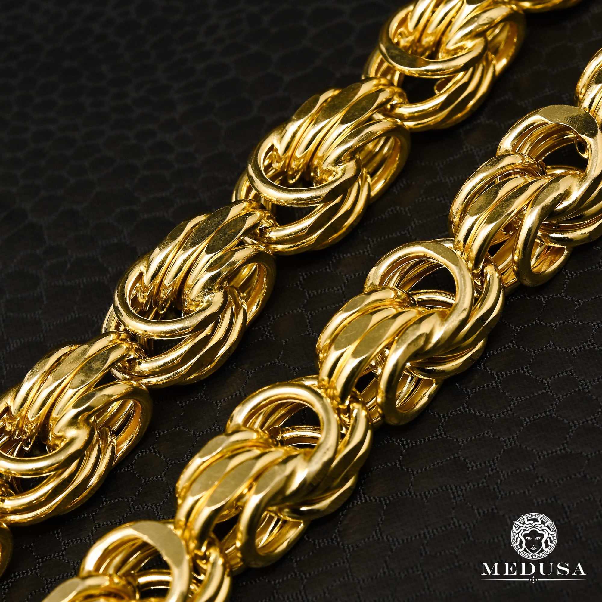 Chaîne en Or 10K | Chaîne 10mm Byzantine Fancy