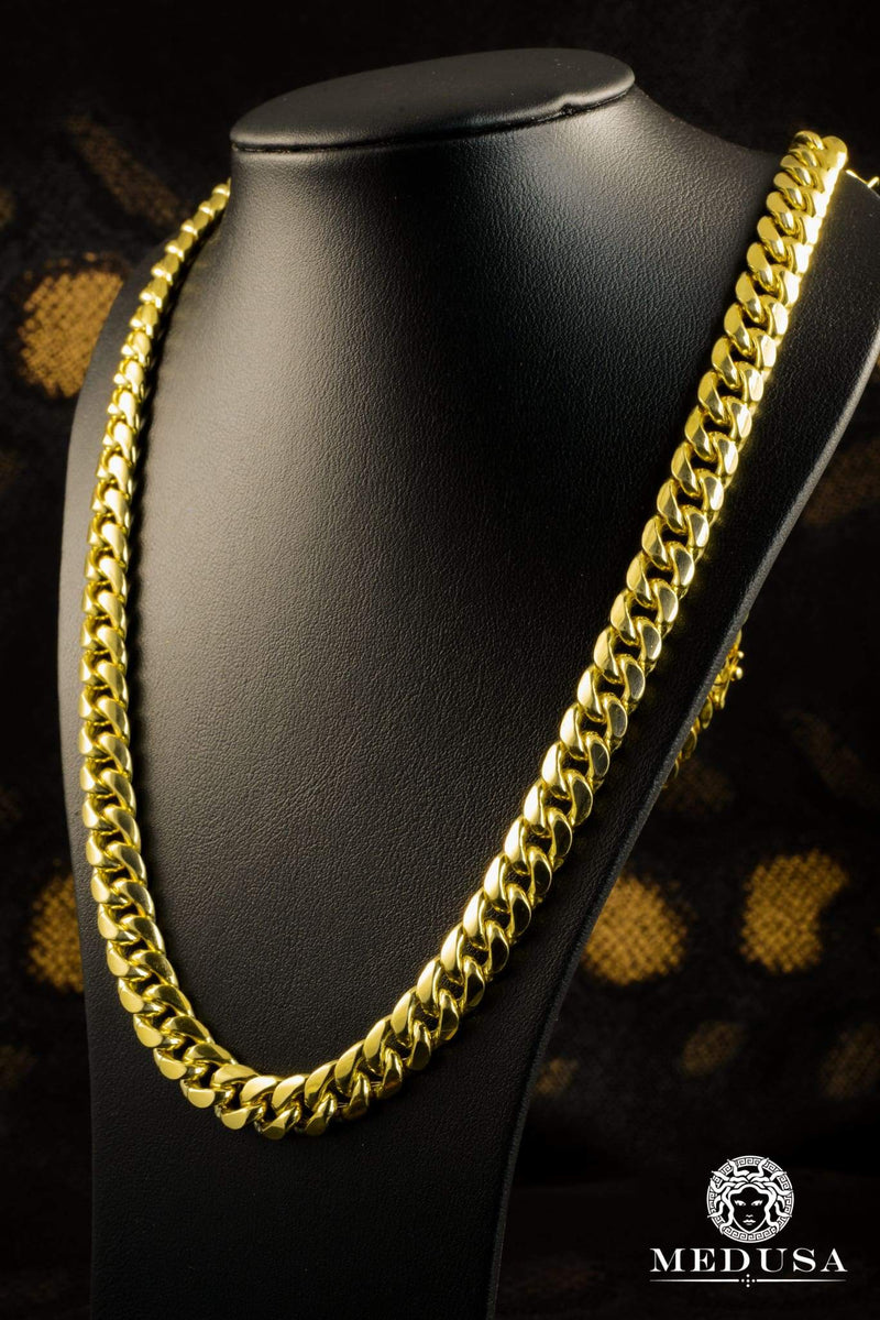 10K Gold Chain 10mm Cuban Link Chain Medusa Jewelry
