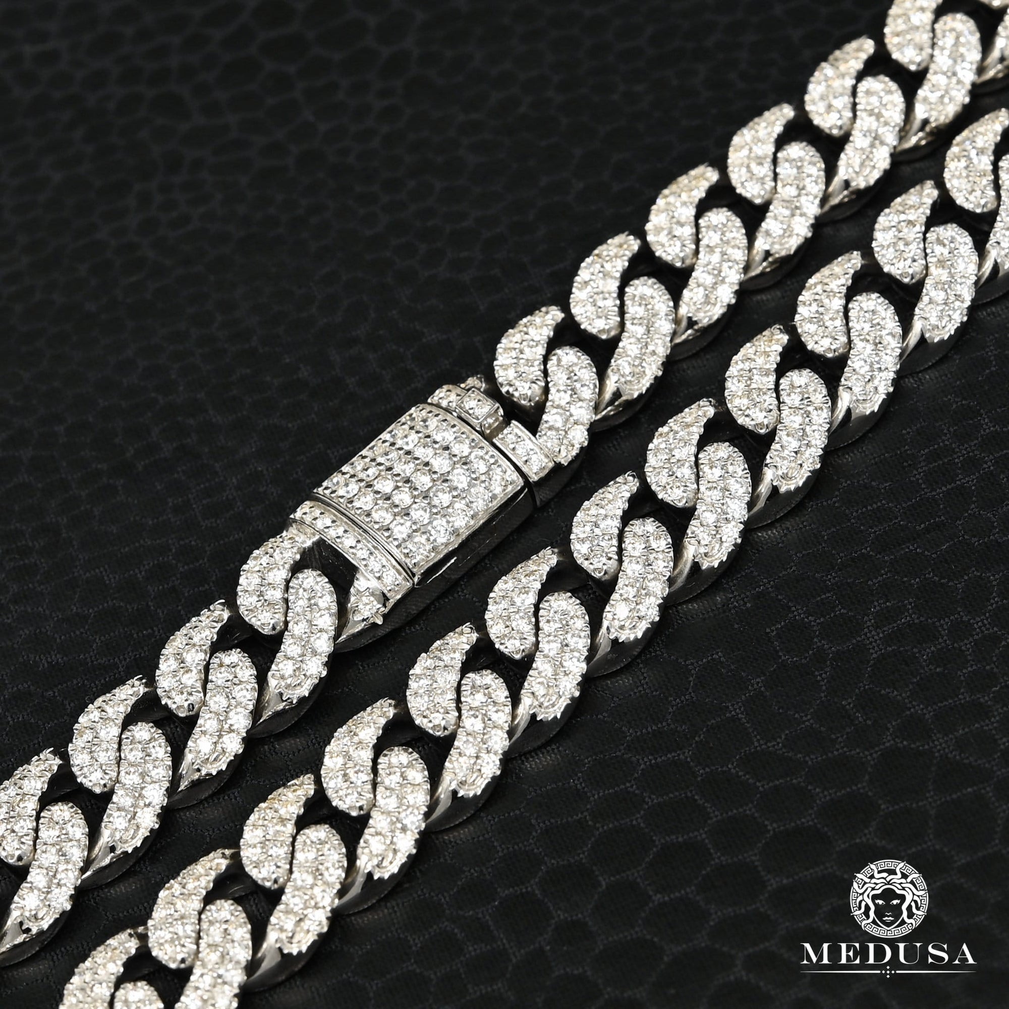 14K Gold Diamond Chain | Chain 11.5mm Cuban Diamond White Gold 24&#39;&#39; / Diamonds / White Gold