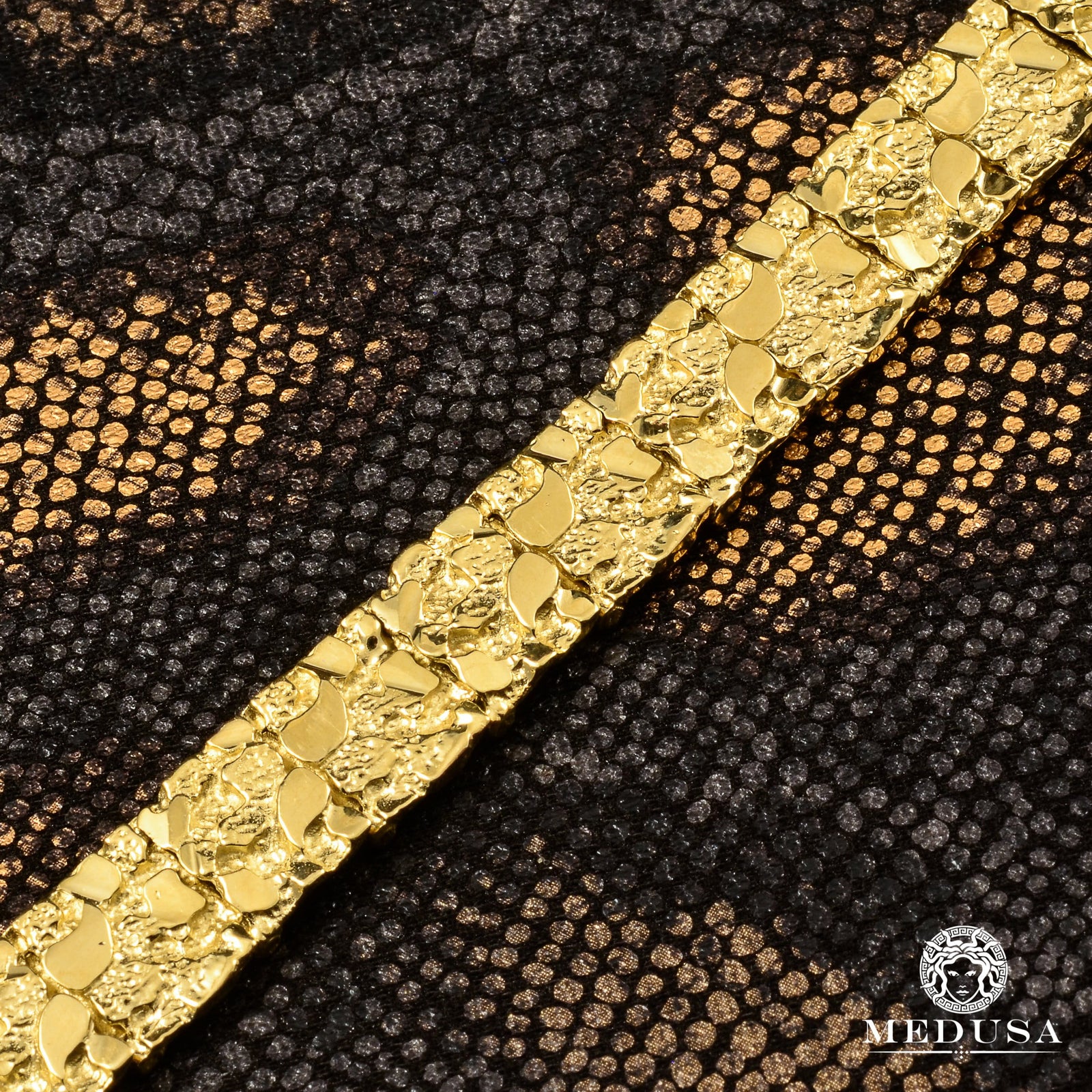 10K Gold Bracelet | Men's Bracelet 12mm Nugget Bracelet 8.5'' / Yellow Gold