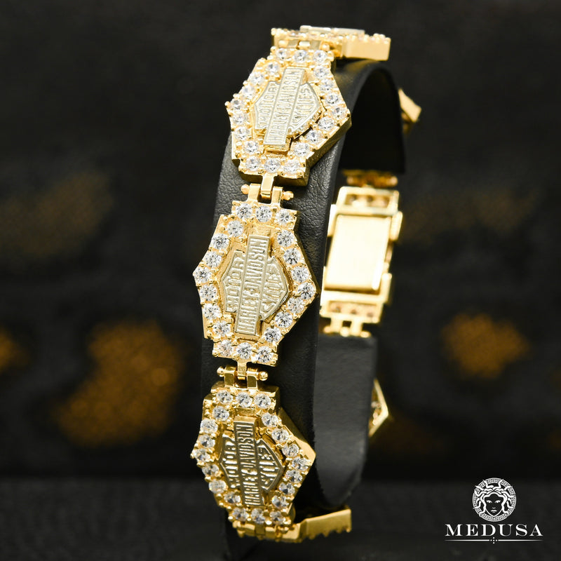 10K Gold Bracelet | Men&#39;s Bracelet 18mm Harley Bracelet 8.5&#39;&#39; / Gold 2 Tones