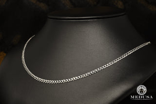 3.5mm Flat Curb White Gold  - 16'' / White Gold