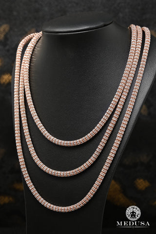 Cadena de hielo de 3,5 mm, oro rosa, 2 tonos - 16'' / 2 tonos de oro rosa