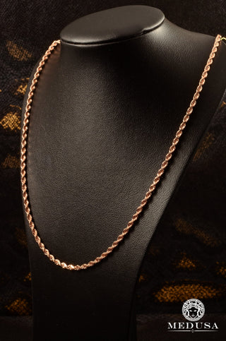 Cadena de cuerda de 3 mm en oro rosa macizo - 18'' / Oro rosa