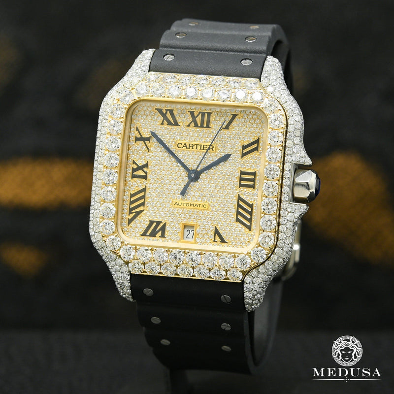 Cartier watch | Men&#39;s Watch 40mm Cartier Santos 100 XL - Rubber Iced Gold 2 Tones