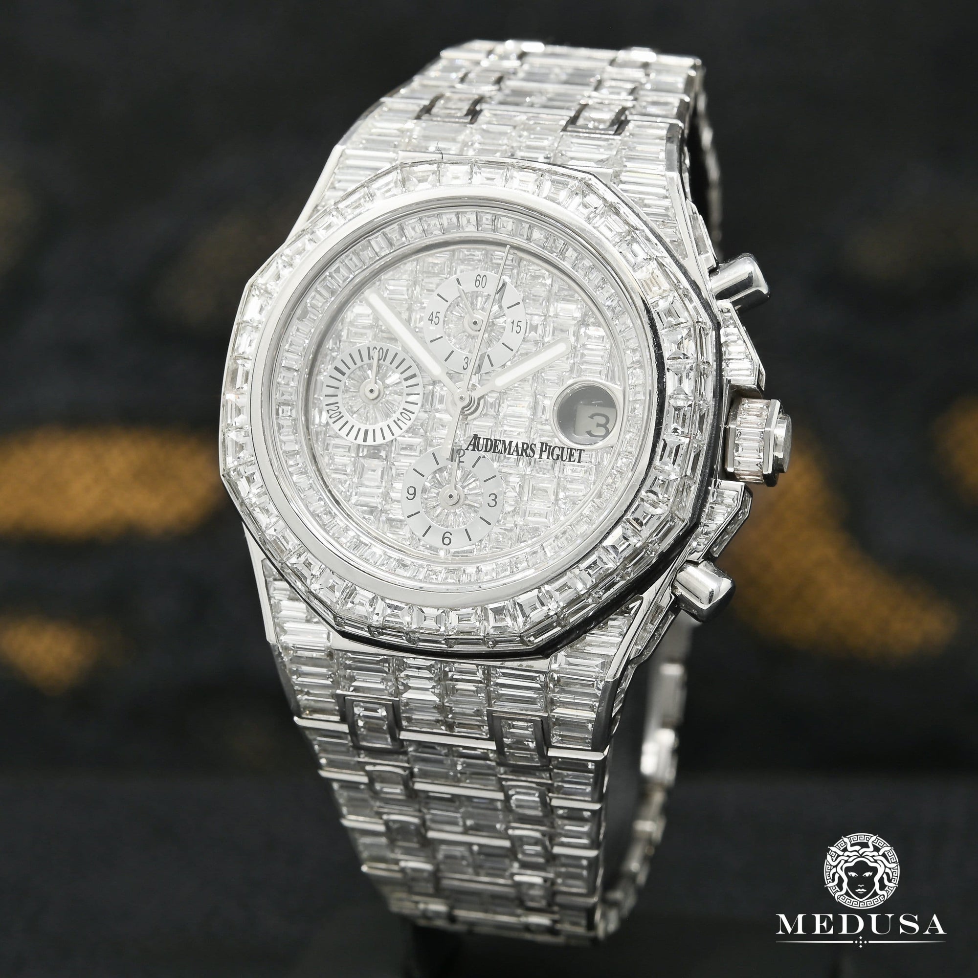 Audemars Piguet Watch | Audemars Piguet Offshore 42mm Men's Watch - Full Iced Emerald Cut White Gold