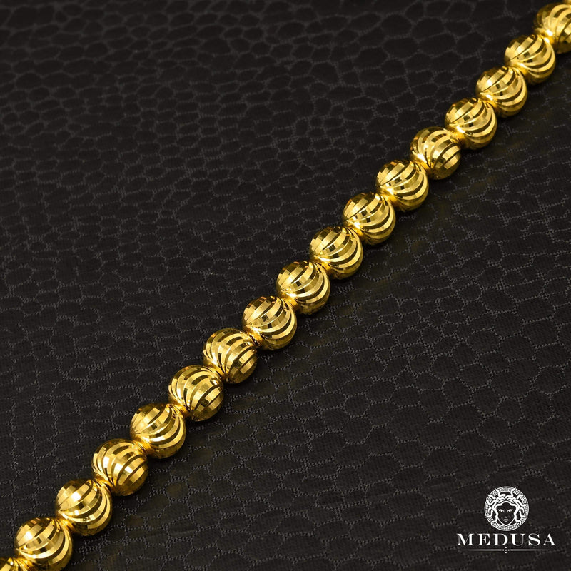 10K Gold Bracelet | Women&#39;s Bracelet 4mm Bracelet Ball Moon Cut Yellow Gold