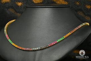 4mm Tennis Chain - Rainbow  - 20'' / Yellow Gold
