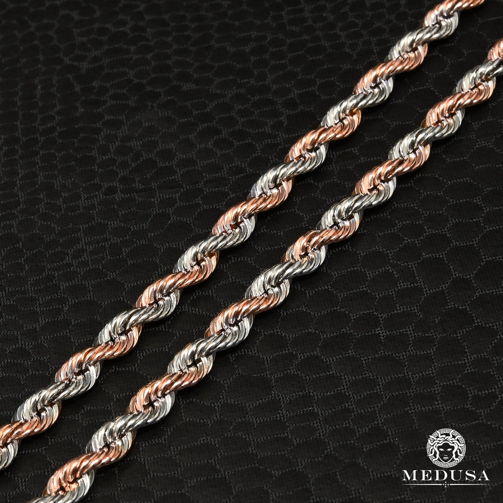 10K Gold Chain | 4mm chain Rope Rose Gold 2 Tones