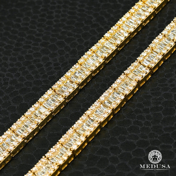 10K Gold Diamond Chain | 6.5mm Square Tennis Emerald Cut Chain