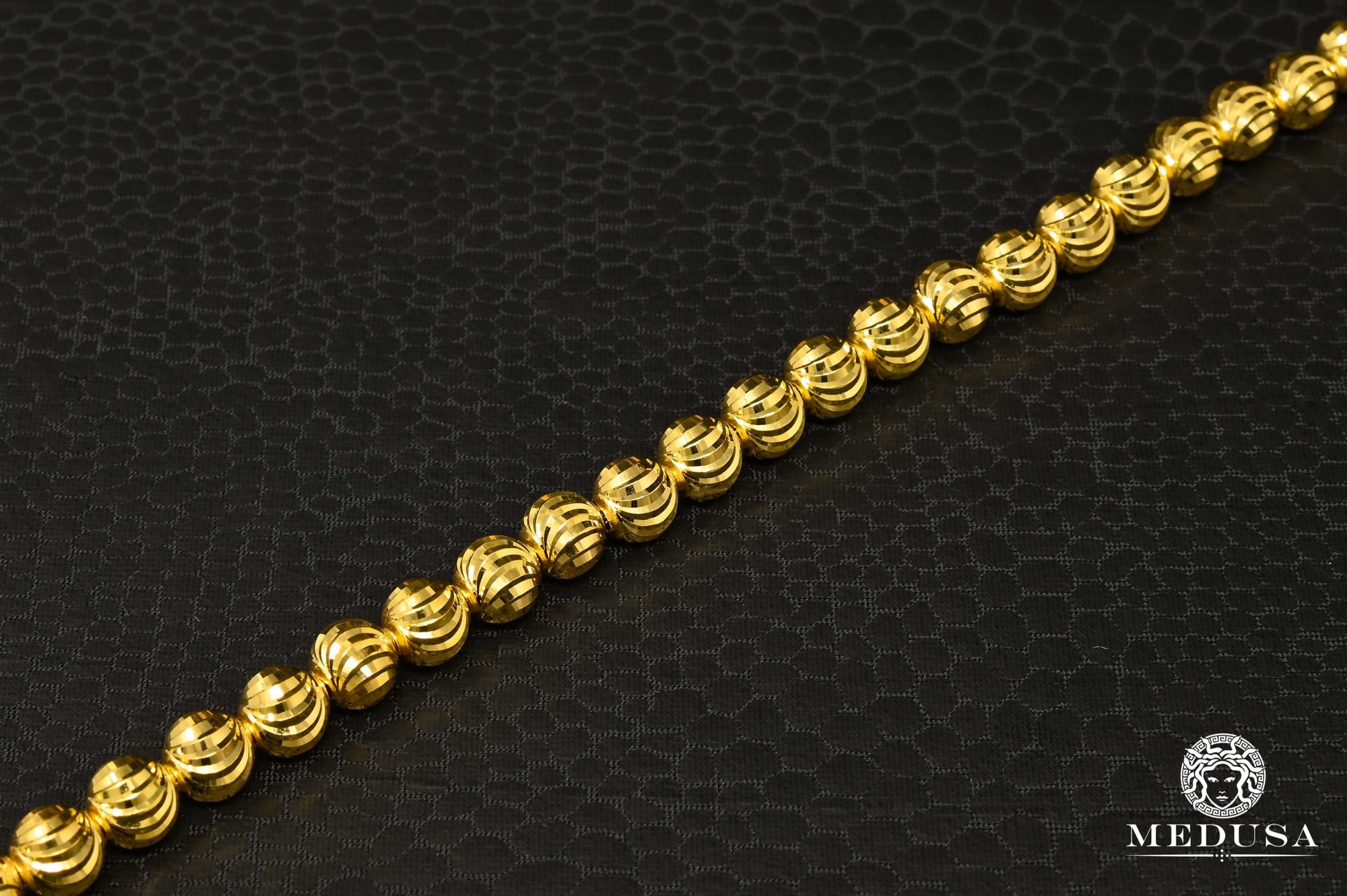 10K Gold Bracelet | Women's Bracelet 6mm Bracelet Ball Moon Cut Yellow Gold
