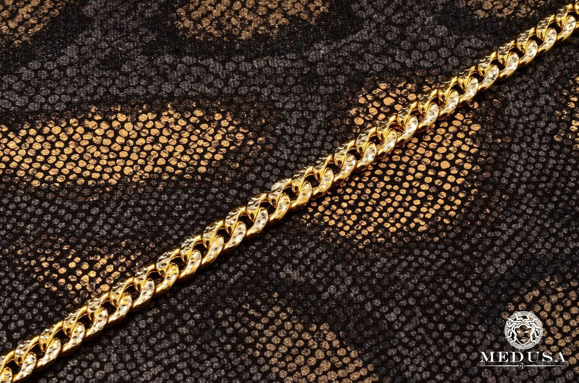 Bracelet en Or 10K | Bracelet Homme 6mm Bracelet Cuban Link 2 Tons