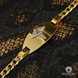 Pulsera de bordillo médico de 6 mm - 8'' / Dorado 2 Tonos