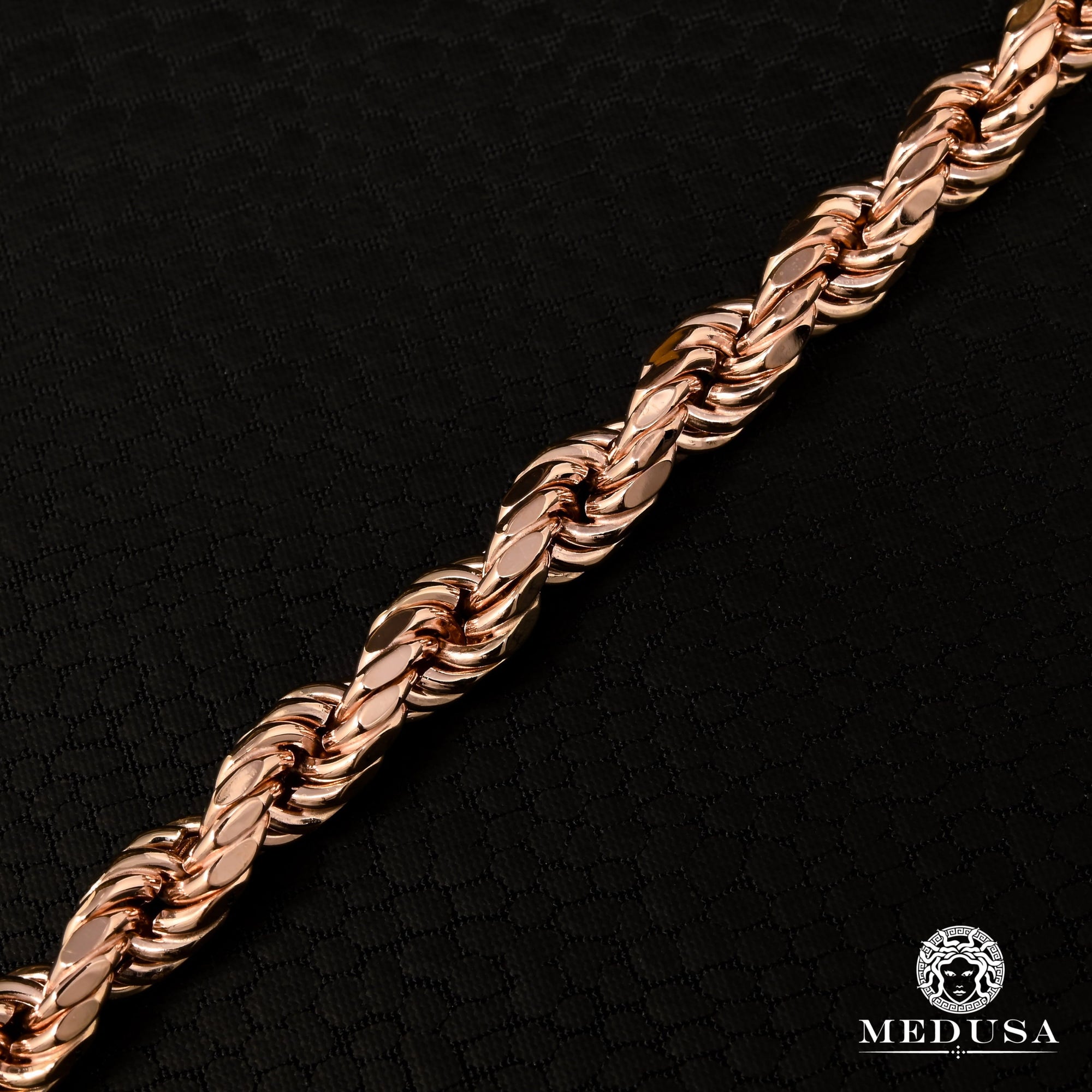 10K Gold Bracelet | Men&#39;s bracelet 6mm Rope Bracelet Rose gold
