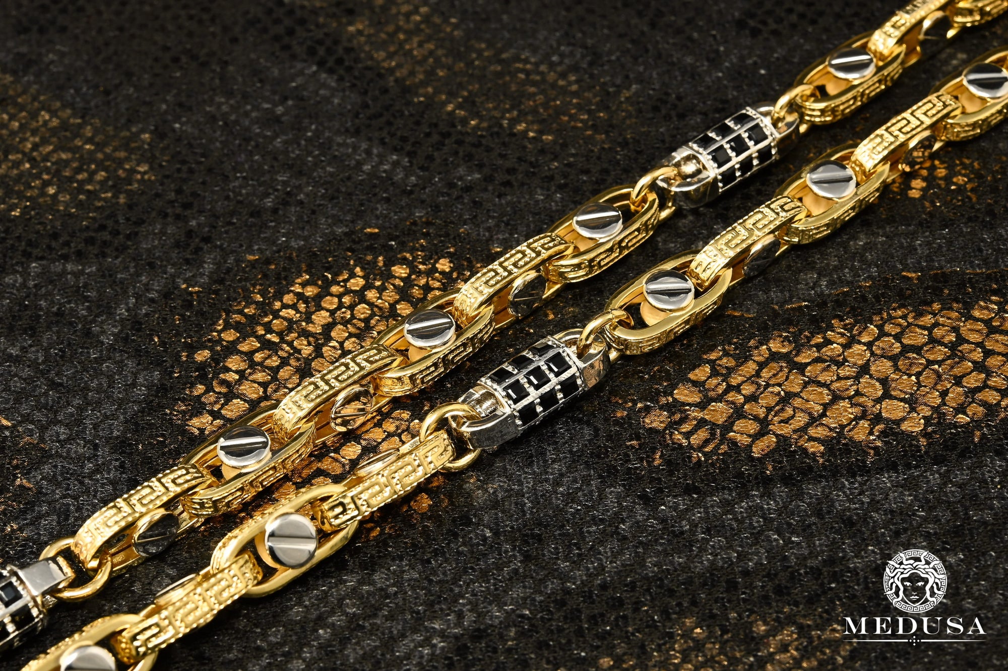 10K Gold Chain | Chain 7mm Fancy Bullet Stone