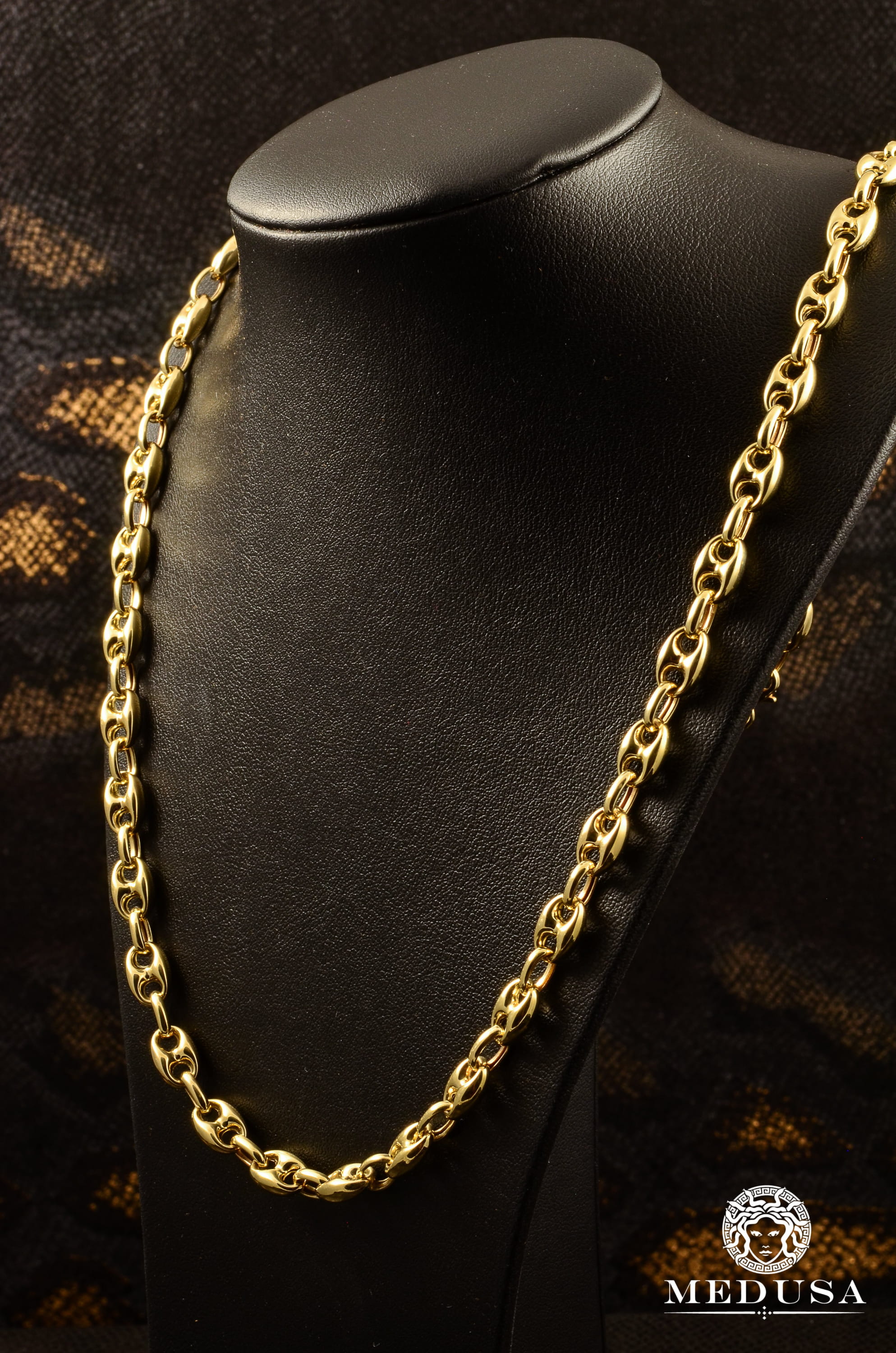 10K Gold Chain | 7mm Gucci Puff Link Chain | Medusa Jewelry