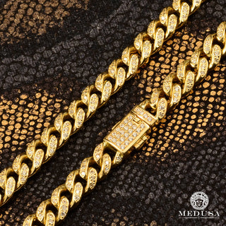 Pulsera de diamantes de eslabones cubanos de 8 mm - 7'' / Diamante / Oro amarillo
