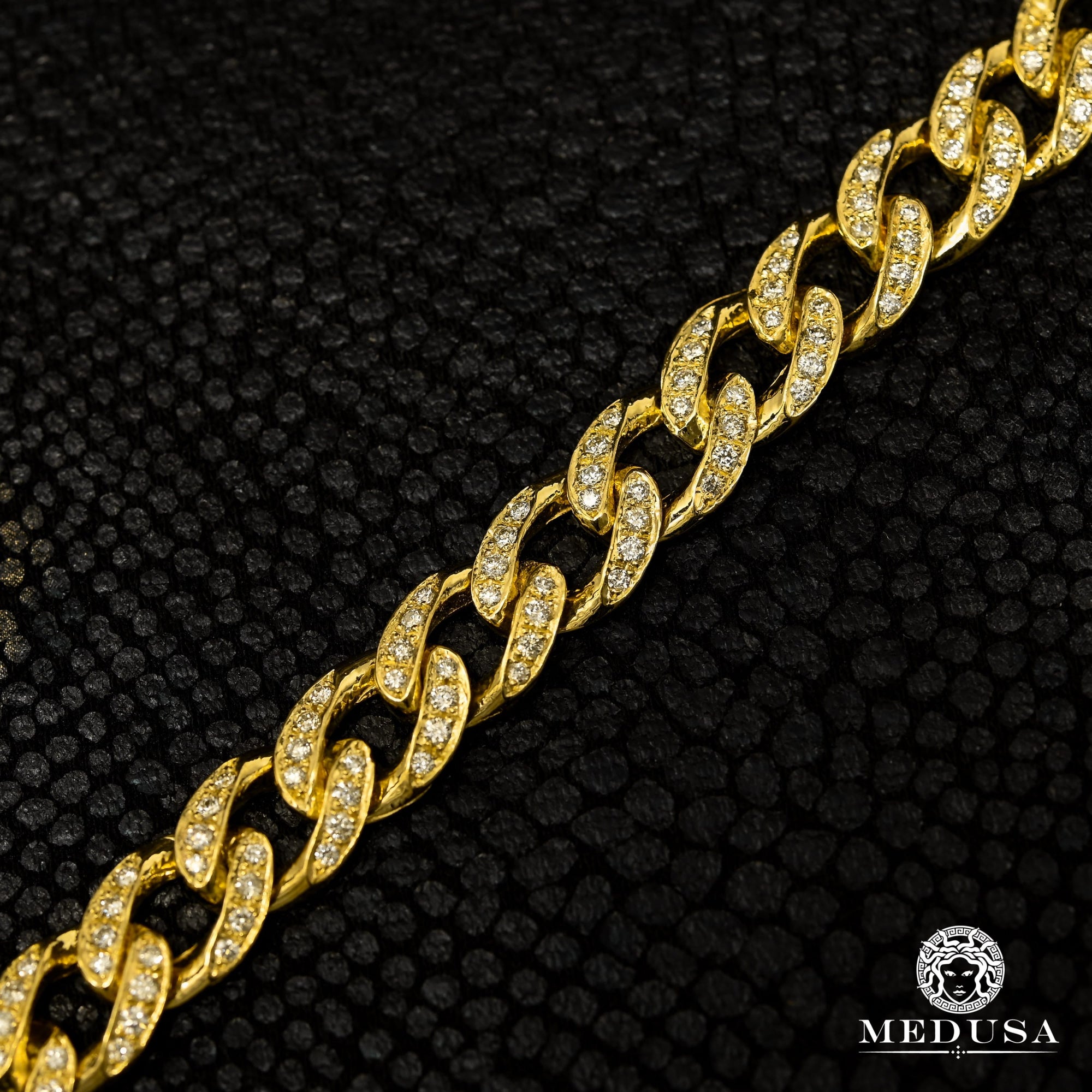 Bracelet à Diamants en Or 10K | Bracelet Homme 8mm Bracelet Curb Diamant 8.5’’ / Or Jaune