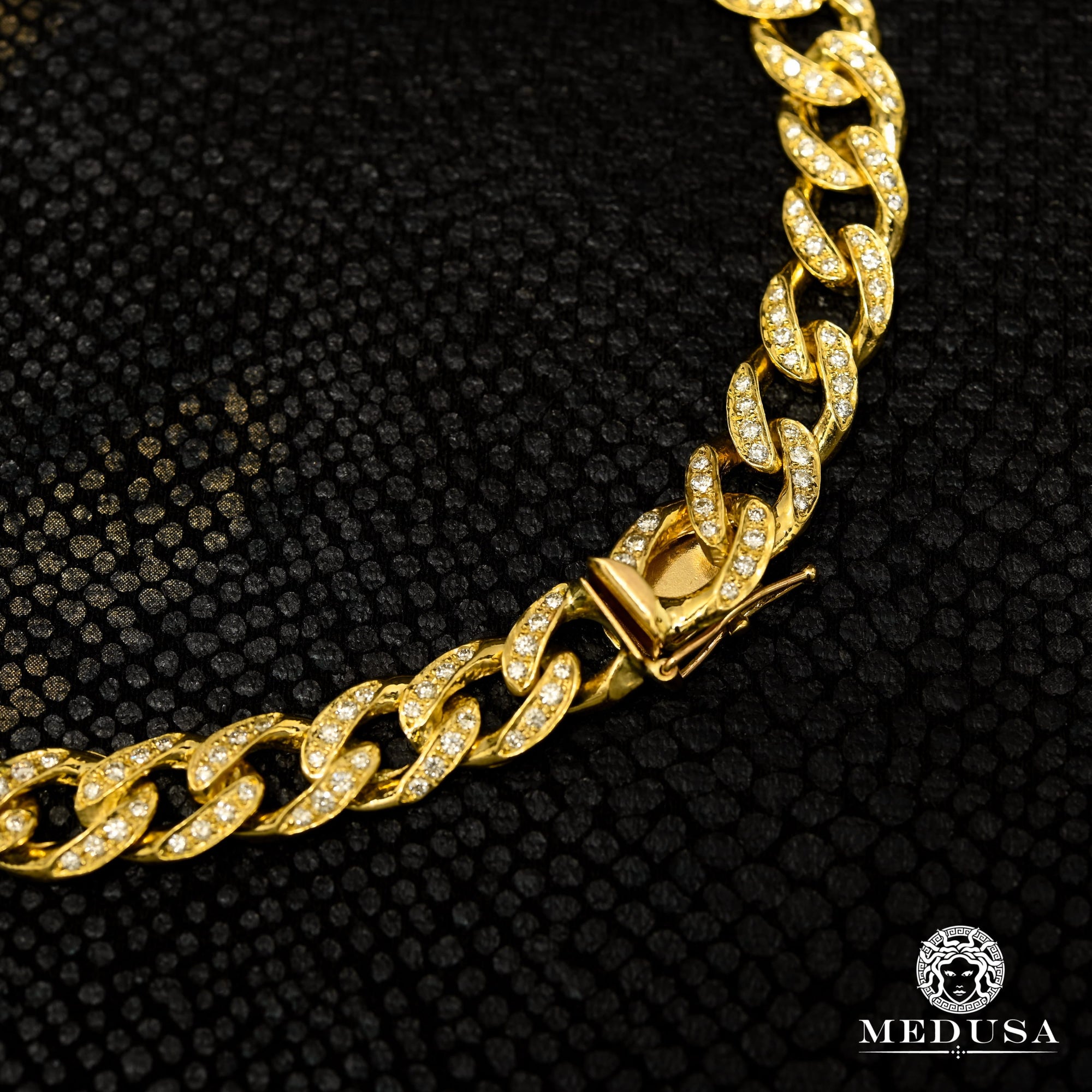 Bracelet à Diamants en Or 10K | Bracelet Homme 8mm Bracelet Curb Diamant 8.5’’ / Or Jaune