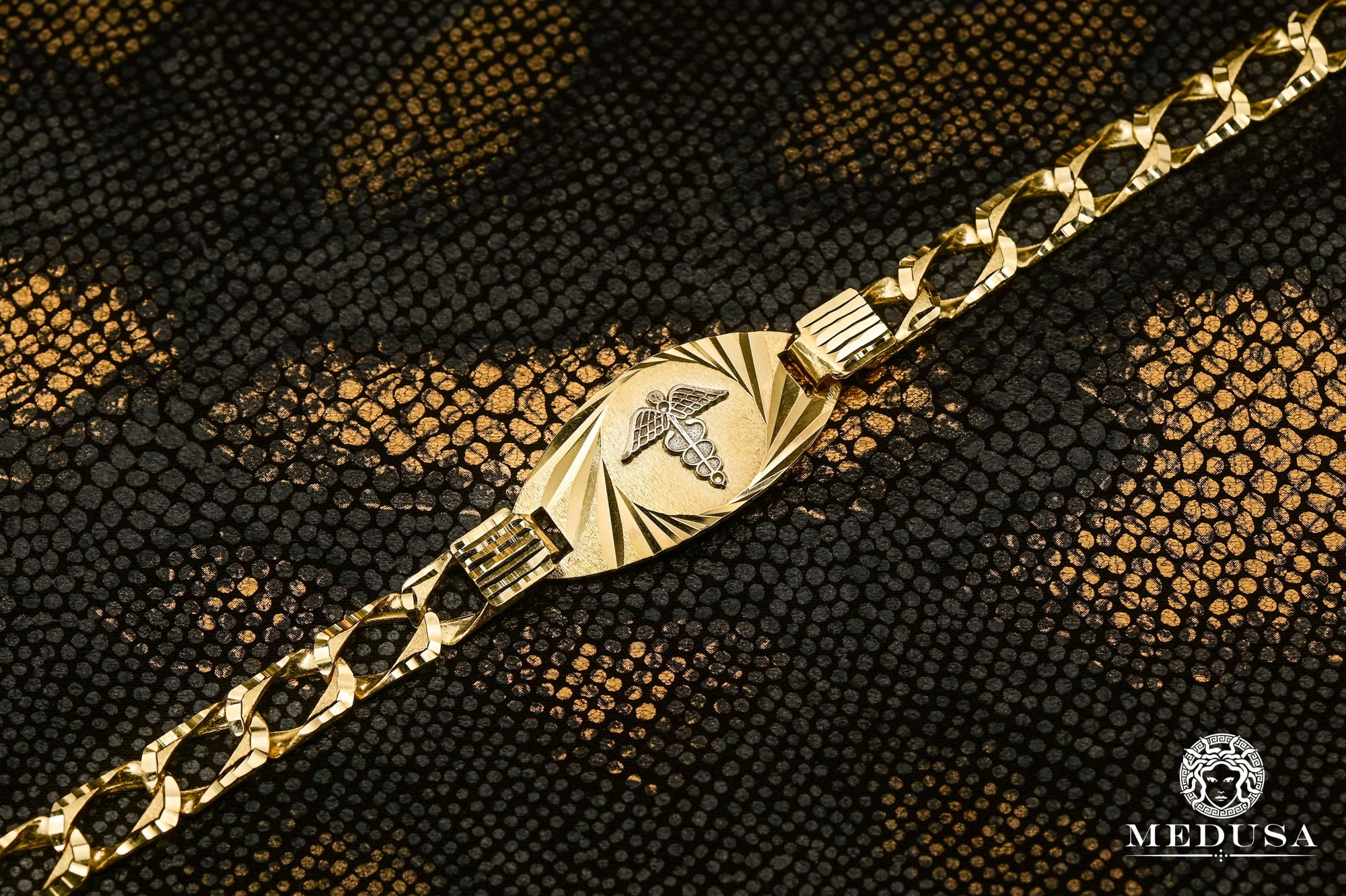 Bracelet en Or 10K | Bracelet Homme 8mm Bracelet Medical MA45