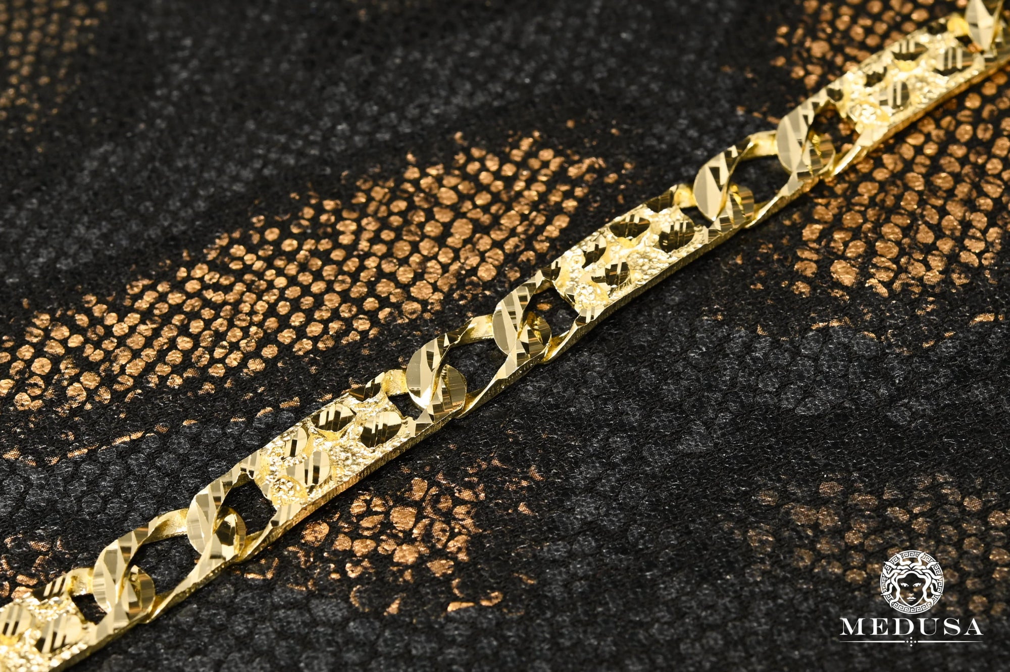 Bracelet en Or 10K | Bracelet Homme 8mm Bracelet Meshy M-Nugget