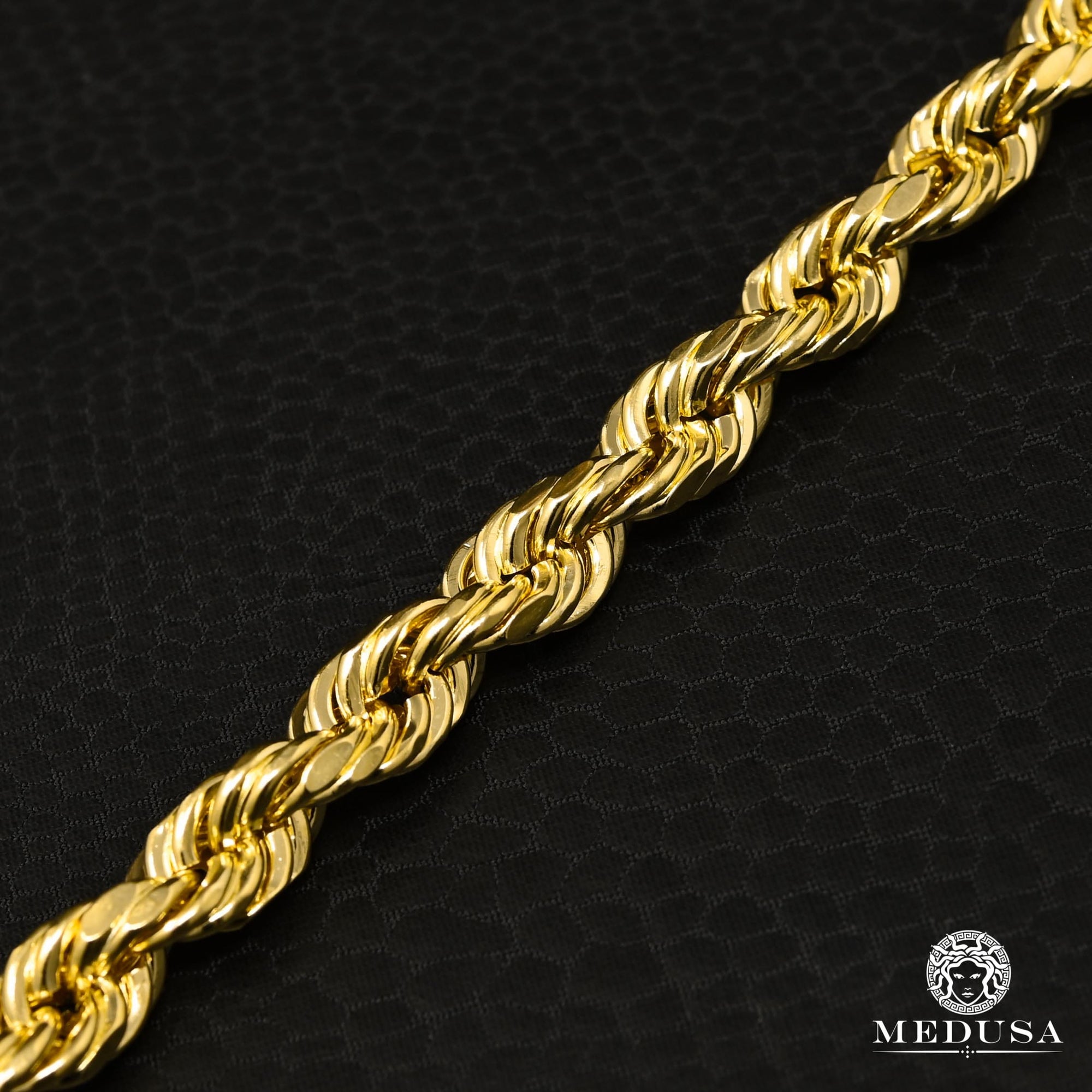 10K Gold Bracelet | Men's bracelet 8mm Rope Bracelet Diamond Cut