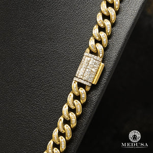 10K Gold Diamond Chain 8mm Cuban Link Baguette Chain Medusa