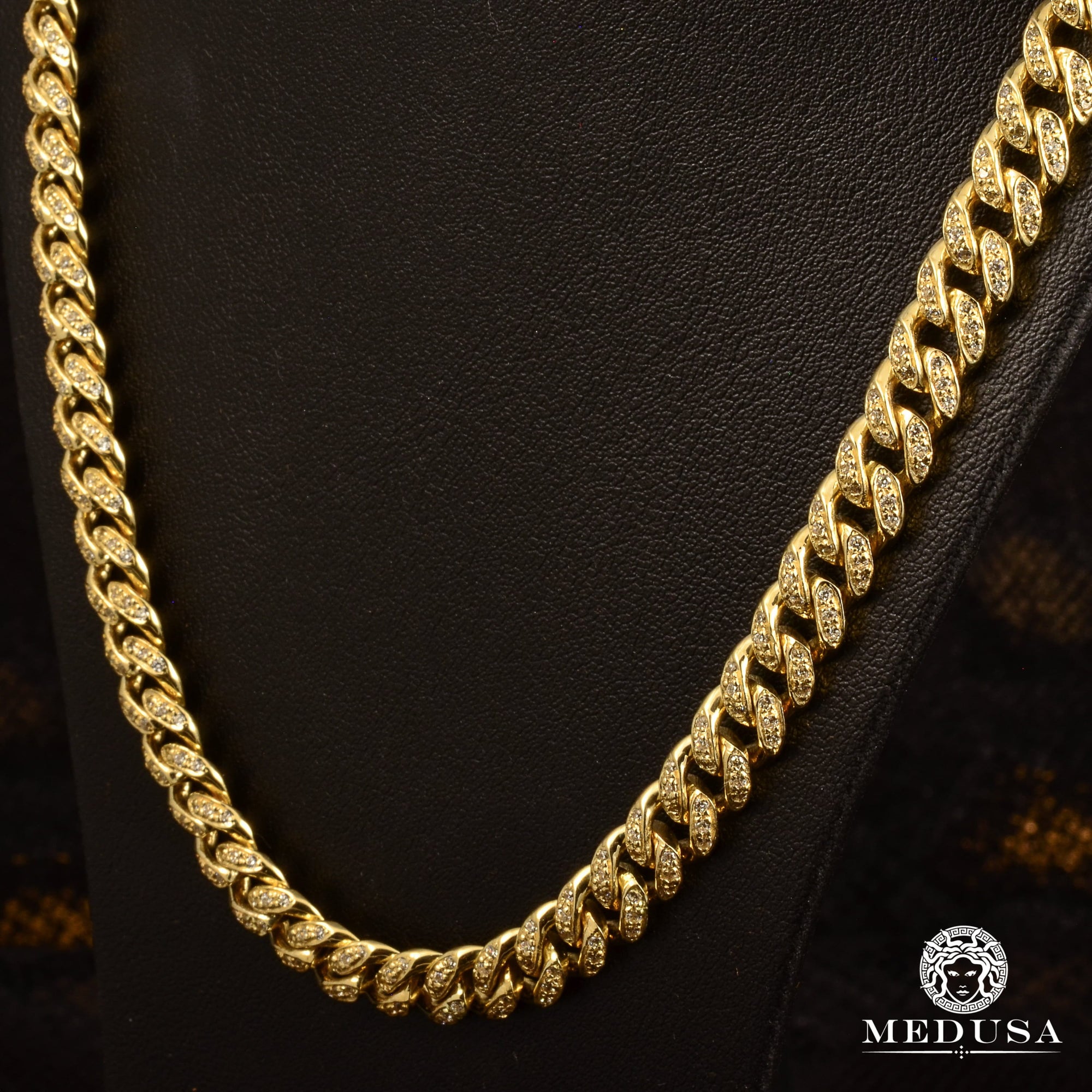 Chaîne à Diamants en Or 10K | Chaîne 8mm Cuban Link Diamant