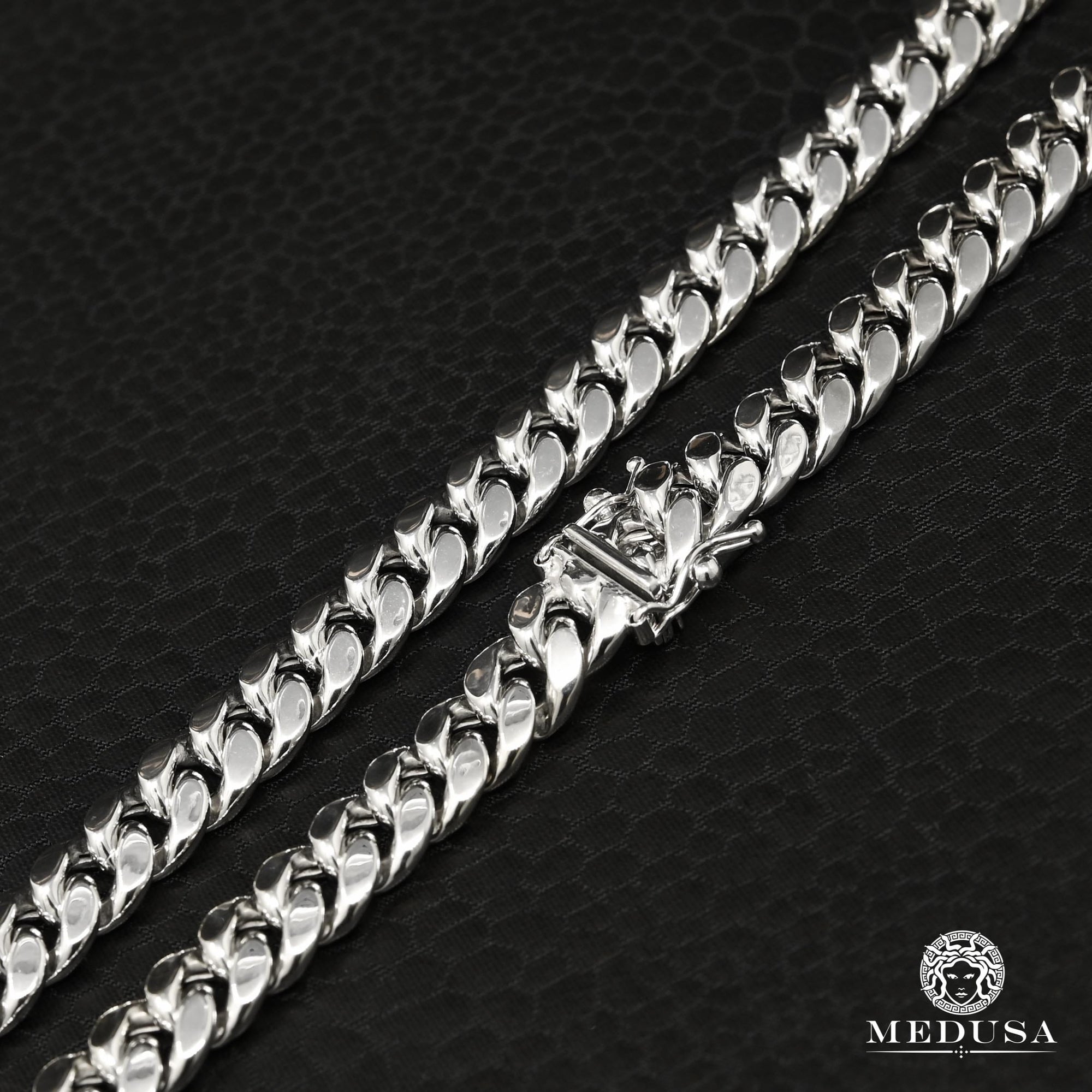 Chaîne en Or 10K | Chaîne 8mm Cuban Link Or Blanc