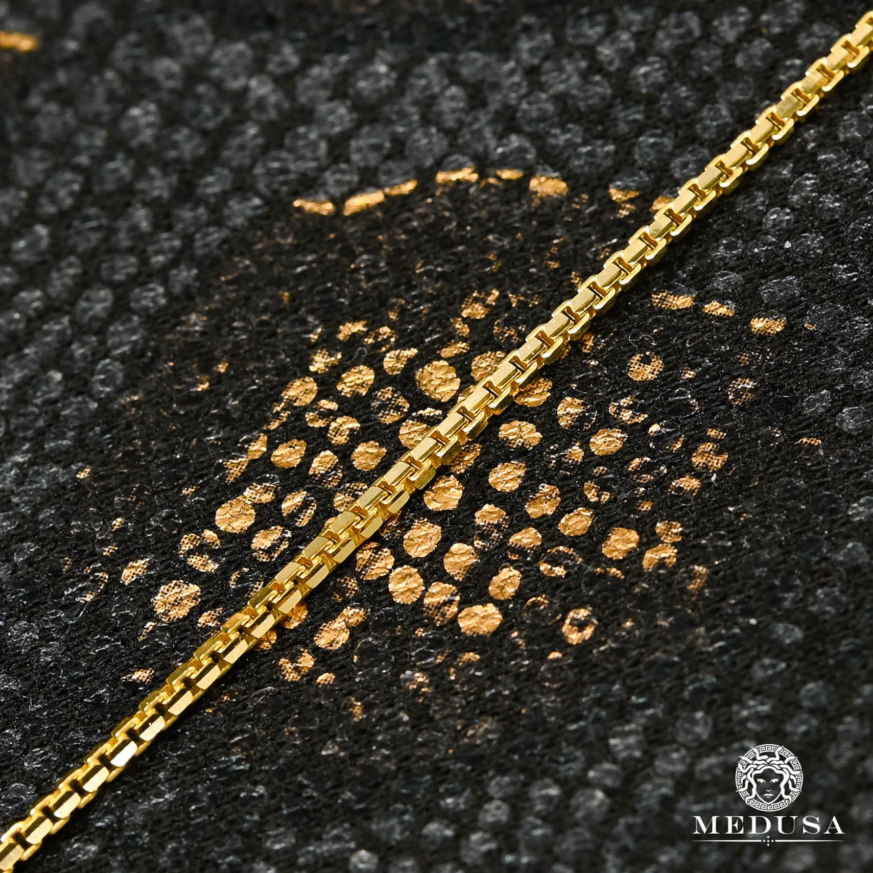 10K Gold Bracelet | Ankle Bracelet F5 - Box 1.2mm / Yellow Gold